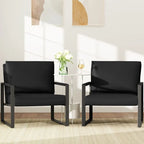 Eureka Modern Vintage Upholstered PU Leather Armchairs, Mid Century Accent Chairs with Steel Frame, Leisure Chairs (Set of 2)