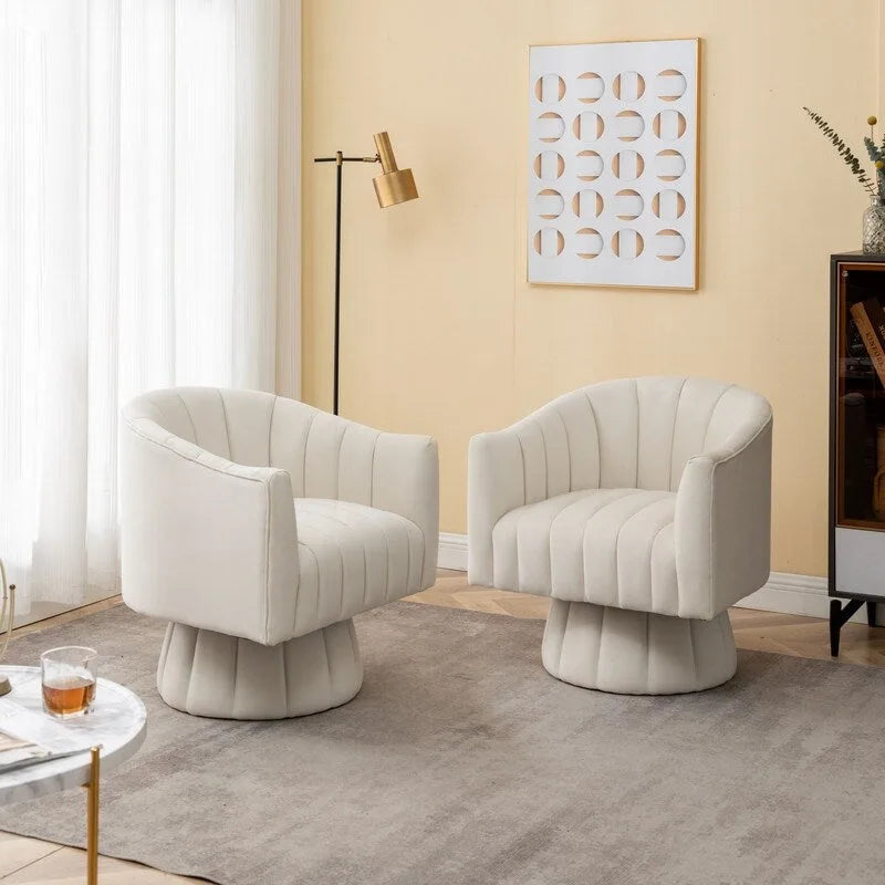 SEYNAR moderner Glamour-Akzentstuhl aus Samt mit runder, um 360 Grad drehbarer Polsterung, Fassonsessel, 2er-Set