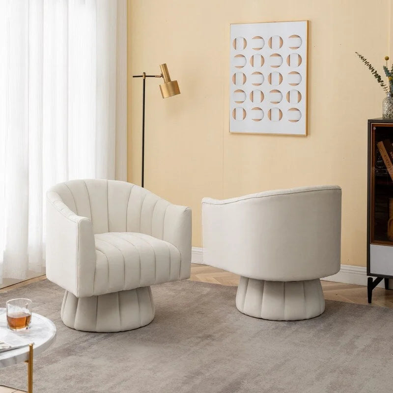 SEYNAR moderner Glamour-Akzentstuhl aus Samt mit runder, um 360 Grad drehbarer Polsterung, Fassonsessel, 2er-Set