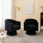 SEYNAR moderner Glamour-Akzentstuhl aus Samt mit runder, um 360 Grad drehbarer Polsterung, Fassonsessel, 2er-Set