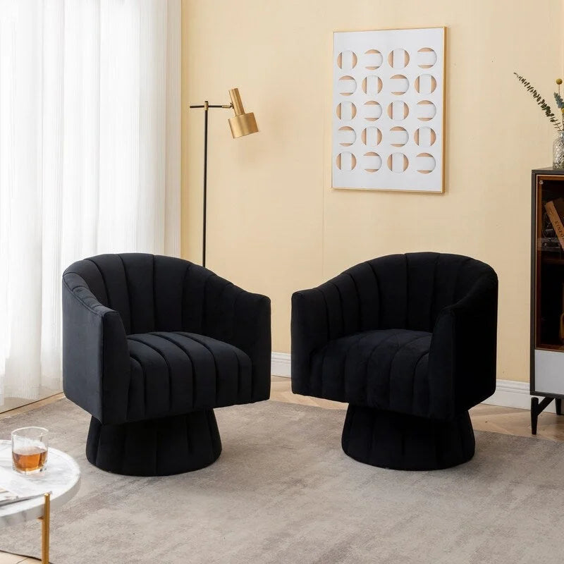 SEYNAR moderner Glamour-Akzentstuhl aus Samt mit runder, um 360 Grad drehbarer Polsterung, Fassonsessel, 2er-Set