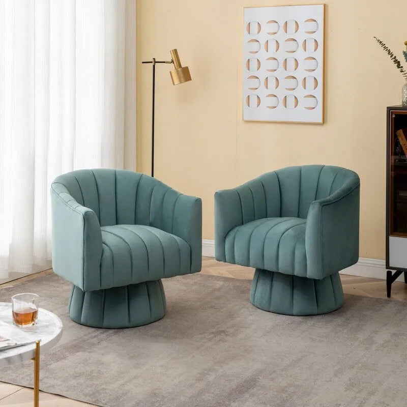 SEYNAR moderner Glamour-Akzentstuhl aus Samt mit runder, um 360 Grad drehbarer Polsterung, Fassonsessel, 2er-Set
