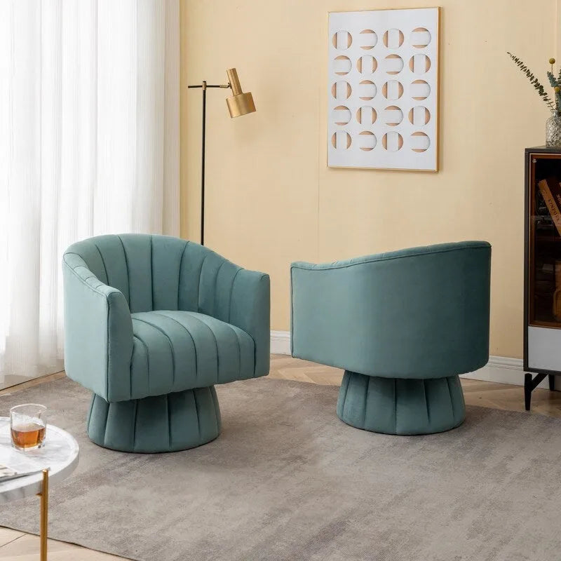 SEYNAR moderner Glamour-Akzentstuhl aus Samt mit runder, um 360 Grad drehbarer Polsterung, Fassonsessel, 2er-Set