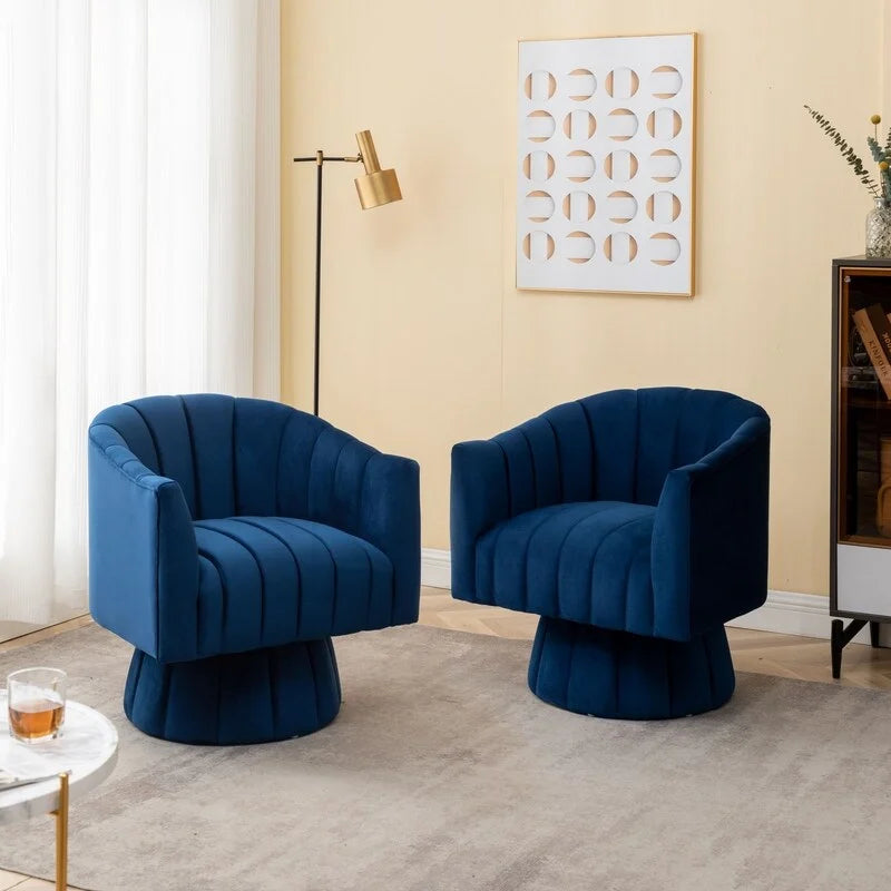 SEYNAR moderner Glamour-Akzentstuhl aus Samt mit runder, um 360 Grad drehbarer Polsterung, Fassonsessel, 2er-Set