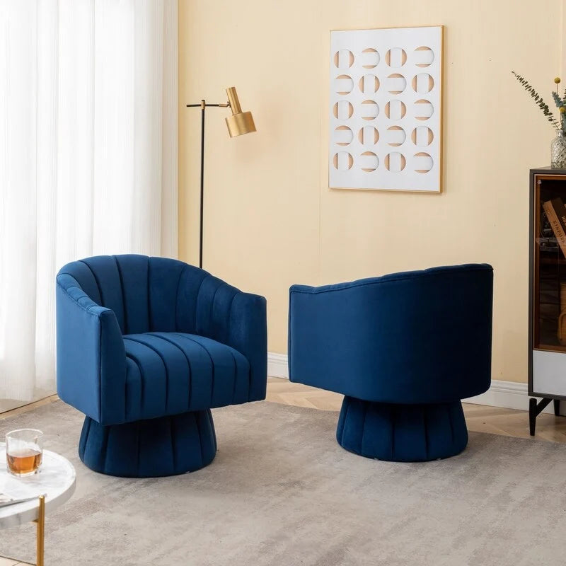 SEYNAR moderner Glamour-Akzentstuhl aus Samt mit runder, um 360 Grad drehbarer Polsterung, Fassonsessel, 2er-Set