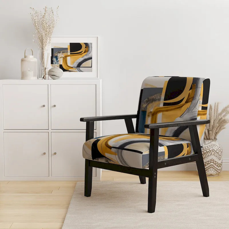 Designart Glam Gold And Black Expression IV Upholstered Modern & Contemporary Accent Chair and Modern & Contemporary Arm Chair