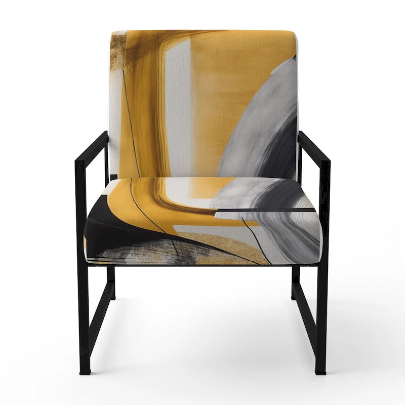 Designart Glam Gold And Black Expression IV Upholstered Modern & Contemporary Accent Chair and Modern & Contemporary Arm Chair