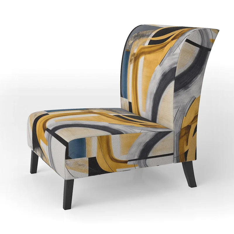 Designart Glam Gold And Black Expression IV Upholstered Modern & Contemporary Accent Chair and Modern & Contemporary Arm Chair