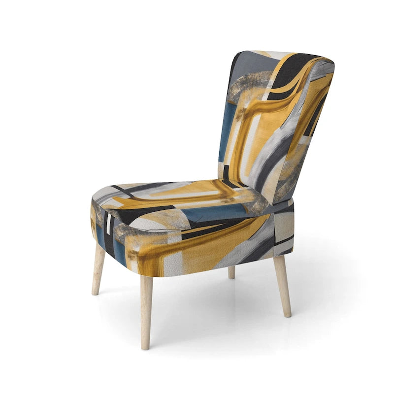 Designart Glam Gold And Black Expression IV Upholstered Modern & Contemporary Accent Chair and Modern & Contemporary Arm Chair