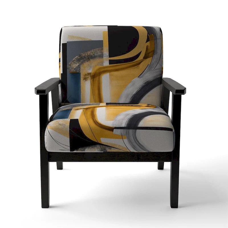 Designart Glam Gold And Black Expression IV Upholstered Modern & Contemporary Accent Chair and Modern & Contemporary Arm Chair