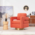 Ouyessir moderne beklede draaibare accentstoel met open rug en gouden basis