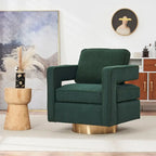 Ouyessir moderne beklede draaibare accentstoel met open rug en gouden basis