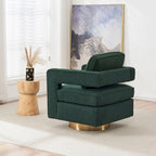 Ouyessir moderne beklede draaibare accentstoel met open rug en gouden basis
