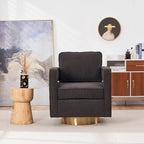 Ouyessir moderne beklede draaibare accentstoel met open rug en gouden basis