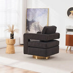 Ouyessir moderne beklede draaibare accentstoel met open rug en gouden basis