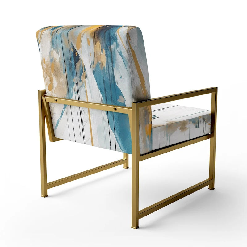 Designart türkisfarbener und goldener eleganter gepolsterter minimalistischer Akzentstuhl sowie moderner und zeitgemäßer Armlehnstuhl – mehrere Farben