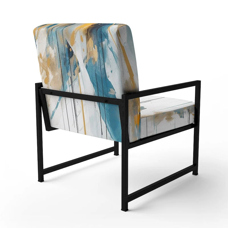 Designart türkisfarbener und goldener eleganter gepolsterter minimalistischer Akzentstuhl sowie moderner und zeitgemäßer Armlehnstuhl – mehrere Farben