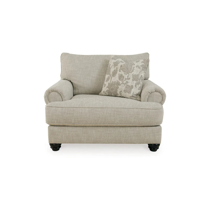 Asen extra brede stoel van 51 inch, 1 kussen, gerolde armleuningen, beige polyester