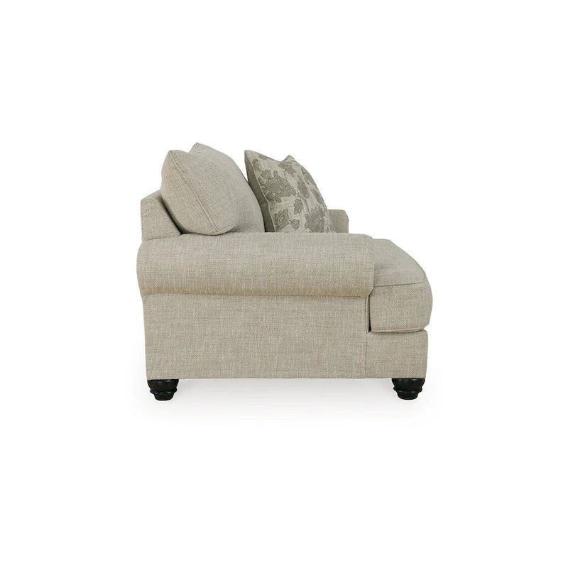 Asen extra brede stoel van 51 inch, 1 kussen, gerolde armleuningen, beige polyester