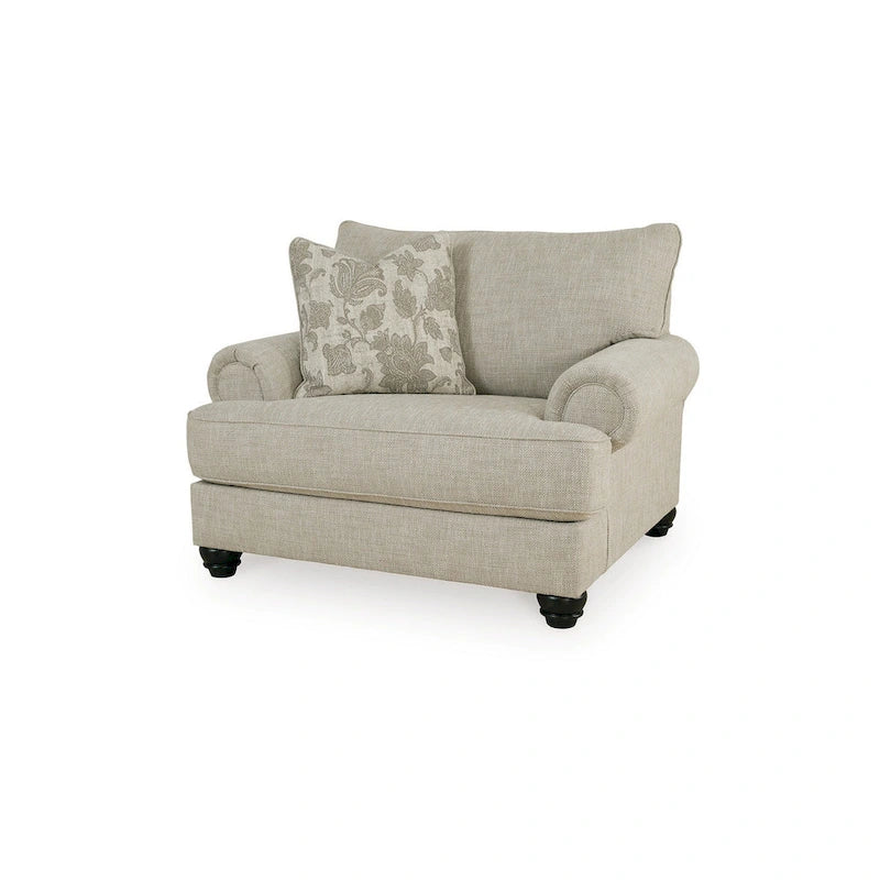 Asen extra brede stoel van 51 inch, 1 kussen, gerolde armleuningen, beige polyester