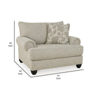 Asen extra brede stoel van 51 inch, 1 kussen, gerolde armleuningen, beige polyester