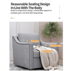 Drehbarer Akzent-Sessel mit 360-Grad-Drehfunktion, Leinenmischgewebe, Grau, modernes weiches Samtmaterial, ergonomisch, mit schwarzen Beinen für den Innenbereich