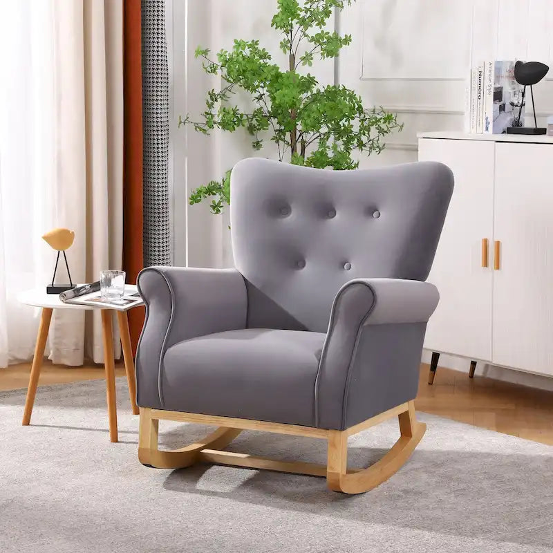 Mecedora, sillón decorativo tapizado para guardería o sala, mecedora contemporánea pequeña, sillón infantil acolchado con brazos