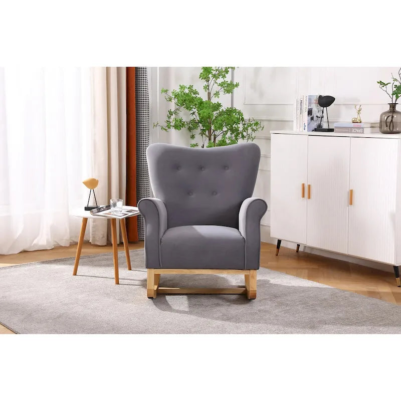 Rocking Chair, Upholstered Accent Chair for Nursery,Living Room, Small Contemporary Rocker, Kids Cushioned Arm Chair