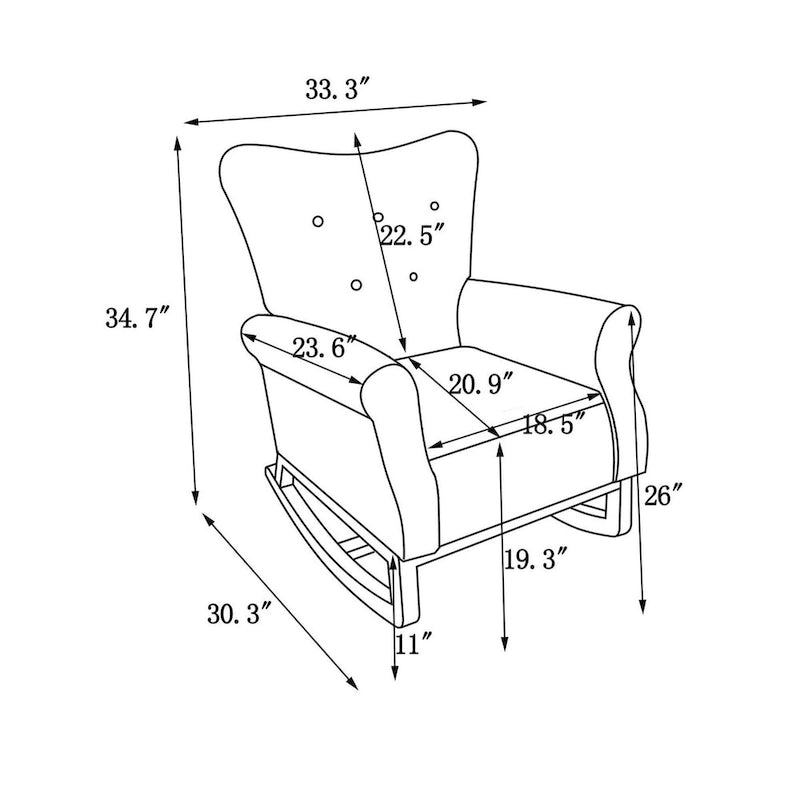 Rocking Chair, Upholstered Accent Chair for Nursery,Living Room, Small Contemporary Rocker, Kids Cushioned Arm Chair