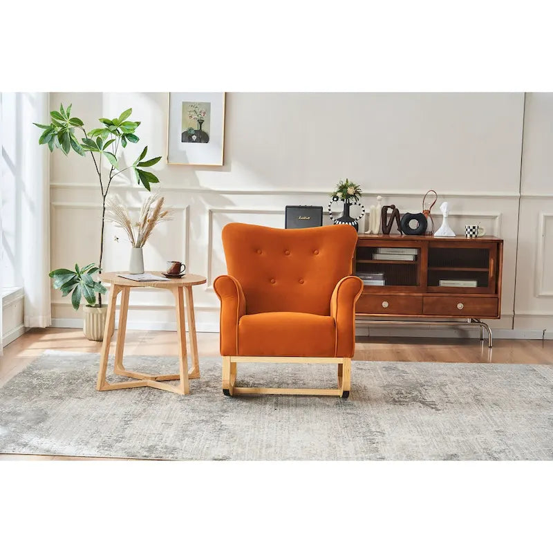 Rocking Chair, Upholstered Accent Chair for Nursery,Living Room, Small Contemporary Rocker, Kids Cushioned Arm Chair