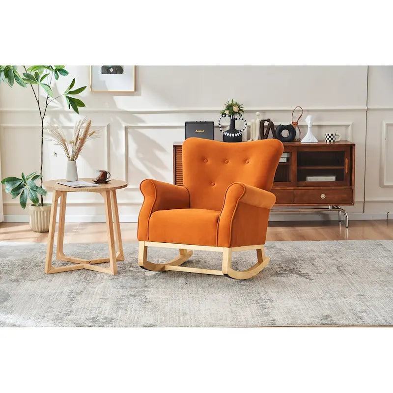 Rocking Chair, Upholstered Accent Chair for Nursery,Living Room, Small Contemporary Rocker, Kids Cushioned Arm Chair