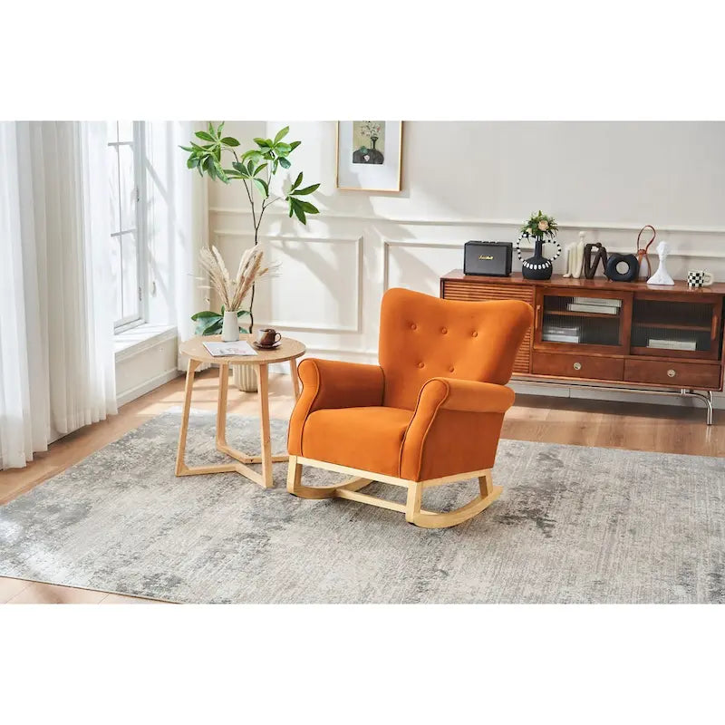 Rocking Chair, Upholstered Accent Chair for Nursery,Living Room, Small Contemporary Rocker, Kids Cushioned Arm Chair