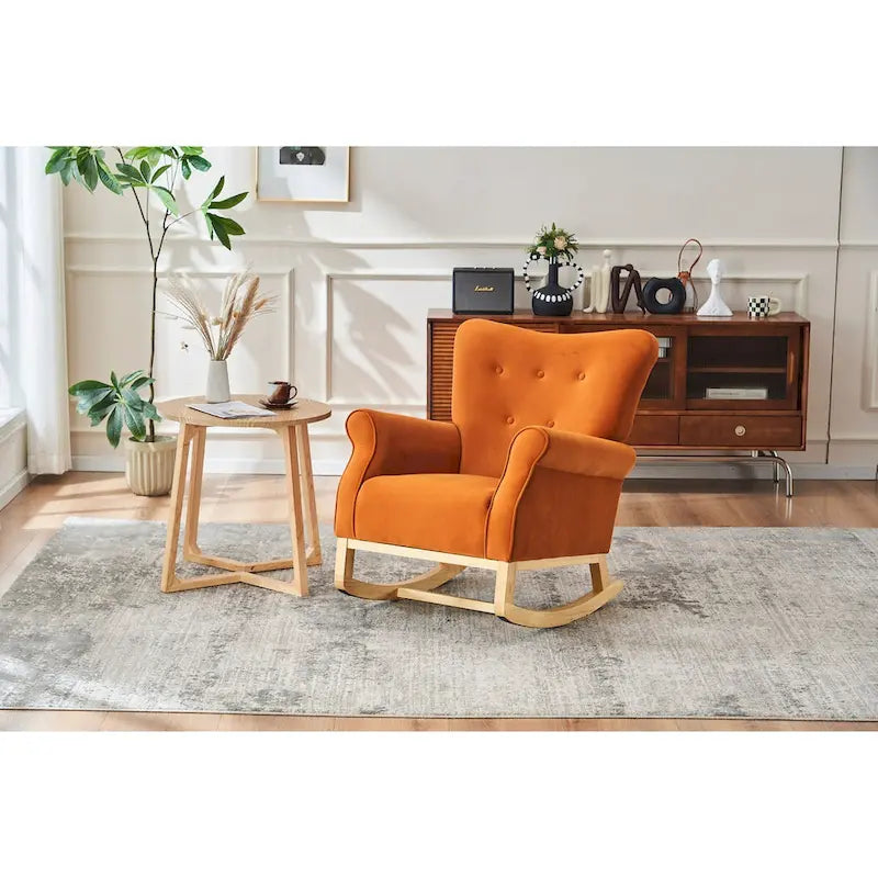 Rocking Chair, Upholstered Accent Chair for Nursery,Living Room, Small Contemporary Rocker, Kids Cushioned Arm Chair