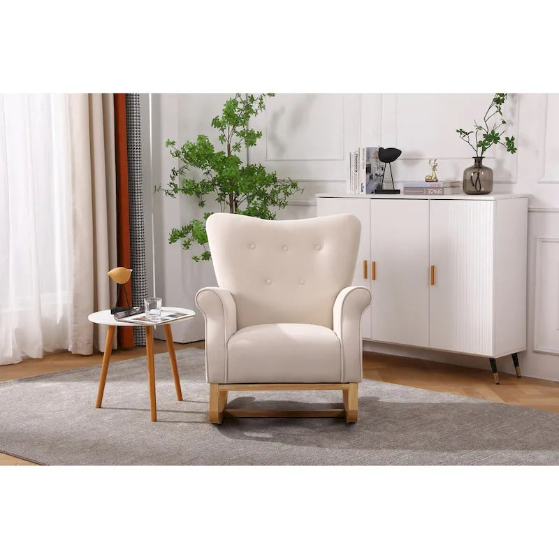 Rocking Chair, Upholstered Accent Chair for Nursery,Living Room, Small Contemporary Rocker, Kids Cushioned Arm Chair