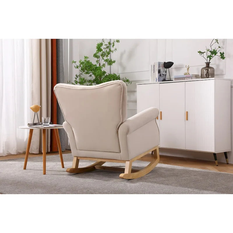 Rocking Chair, Upholstered Accent Chair for Nursery,Living Room, Small Contemporary Rocker, Kids Cushioned Arm Chair