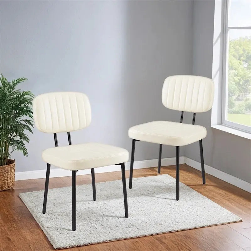 Dining Chairs Set of 2, Upholstered Faux Leathe Kitchen Dining Room Accent Chairs for Kitchen, Living Room