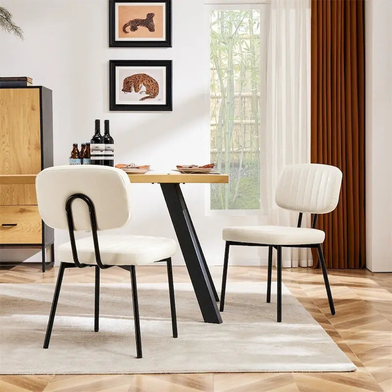 Dining Chairs Set of 2, Upholstered Faux Leathe Kitchen Dining Room Accent Chairs for Kitchen, Living Room