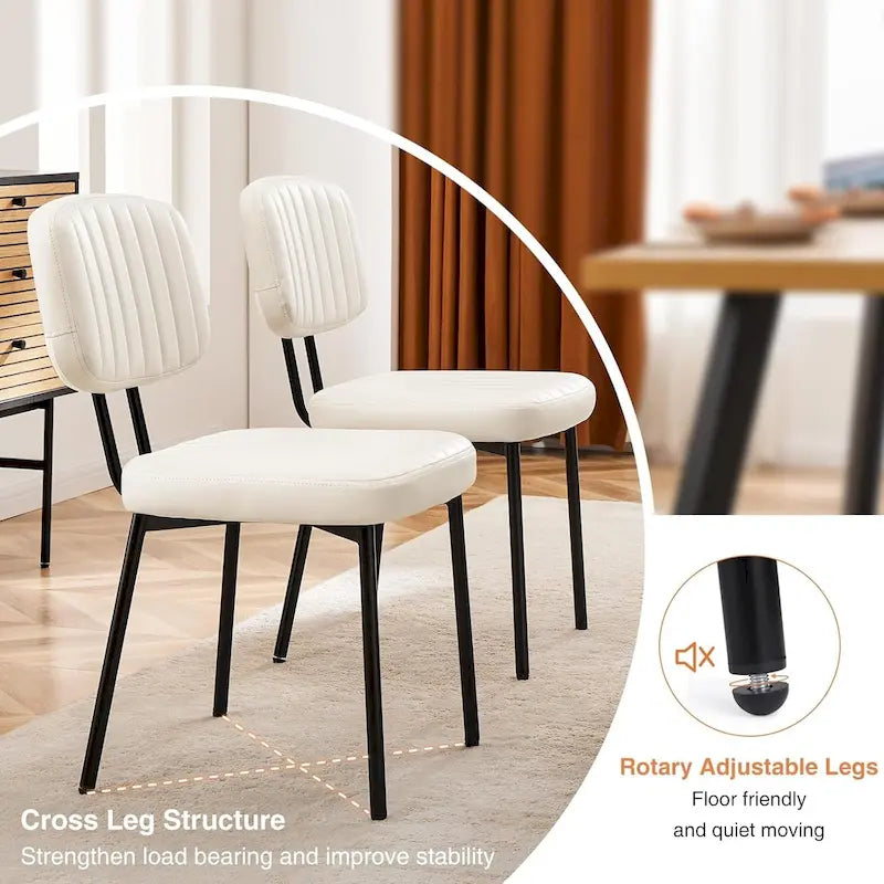 Dining Chairs Set of 2, Upholstered Faux Leathe Kitchen Dining Room Accent Chairs for Kitchen, Living Room