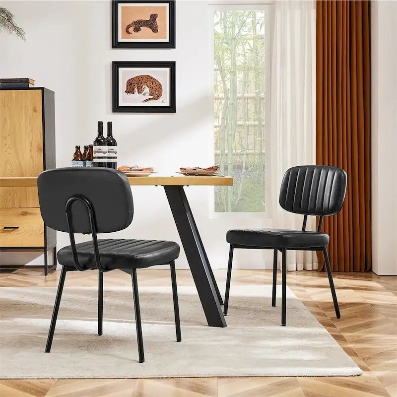 Dining Chairs Set of 2, Upholstered Faux Leathe Kitchen Dining Room Accent Chairs for Kitchen, Living Room