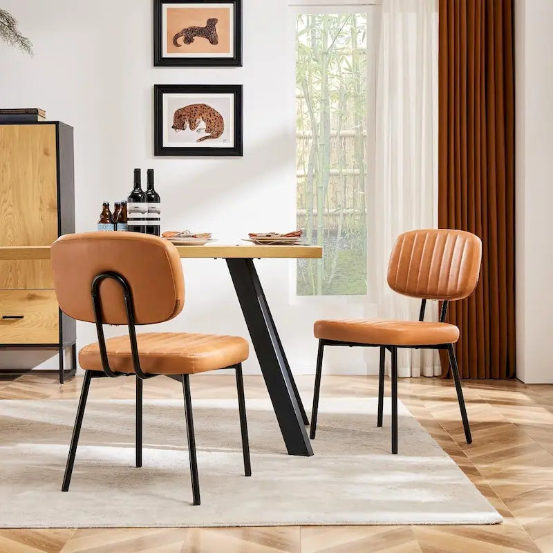 Dining Chairs Set of 2, Upholstered Faux Leathe Kitchen Dining Room Accent Chairs for Kitchen, Living Room
