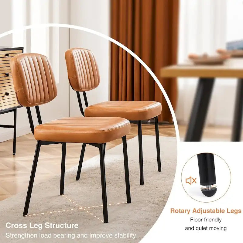 Dining Chairs Set of 2, Upholstered Faux Leathe Kitchen Dining Room Accent Chairs for Kitchen, Living Room