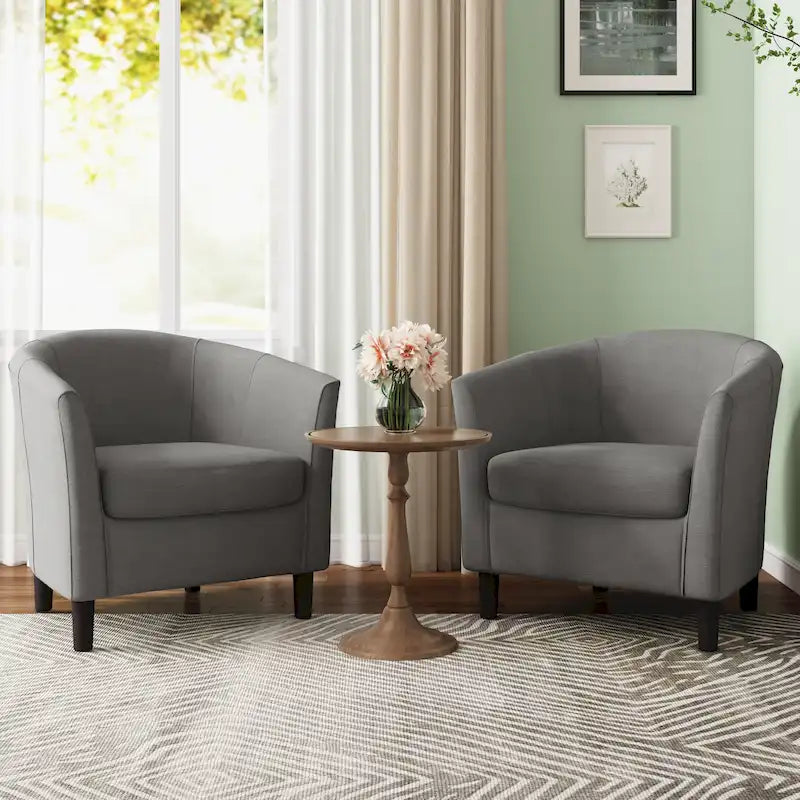2 Set Modern Accent Chair Upholstered Barrel Chair