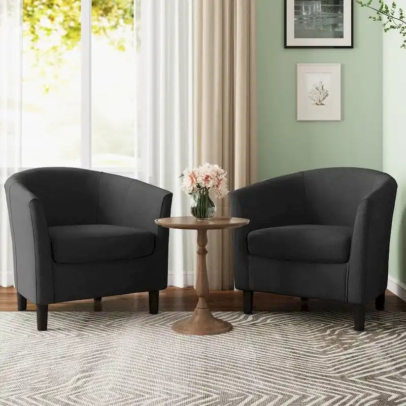 2 Set Modern Accent Chair Upholstered Barrel Chair