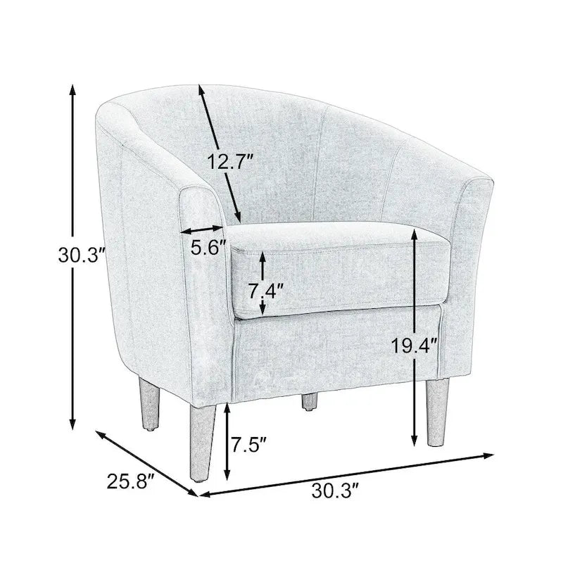 2 Set Modern Accent Chair Upholstered Barrel Chair