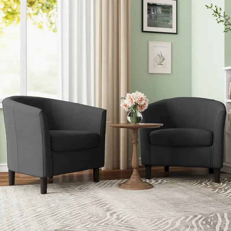 2 Set Modern Accent Chair Upholstered Barrel Chair