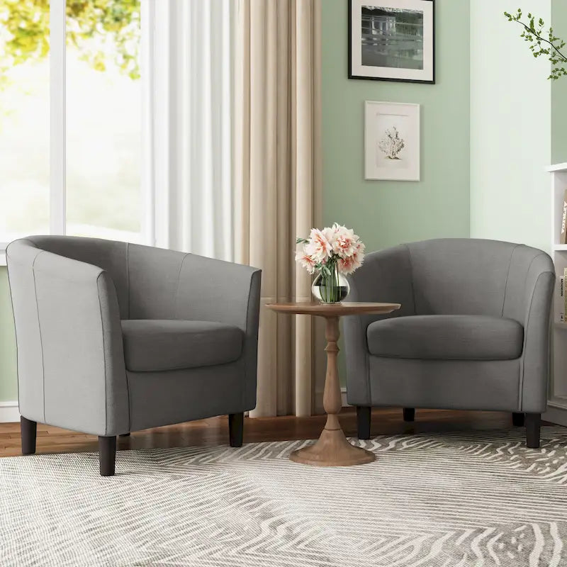 2 Set Modern Accent Chair Upholstered Barrel Chair
