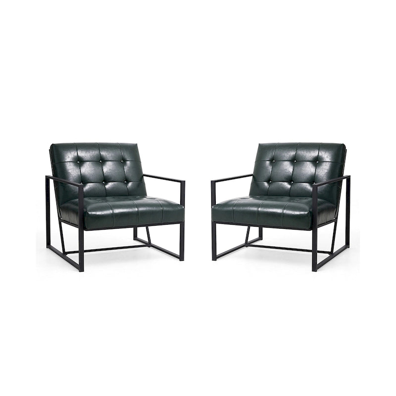 Ensemble de 2 fauteuils d’appoint mi-siècle en similicuir PU capitonné Glitzhome 29.25W