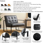 Glitzhome Set of 2 29.25W Mid-Century PU Leather Tufted Accent Chairs