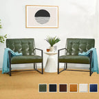 Glitzhome Set of 2 29.25W Mid-Century PU Leather Tufted Accent Chairs