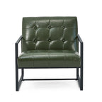 Glitzhome Set of 2 29.25W Mid-Century PU Leather Tufted Accent Chairs